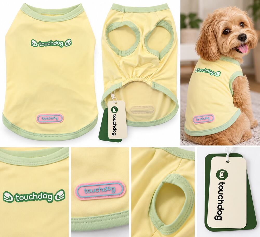 Touchdog Cooling Dog Shirt – Light Yellow & Mint Green – Size Small